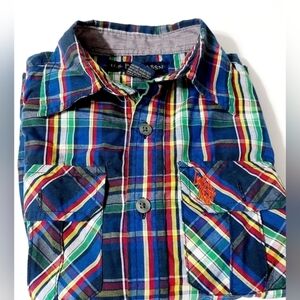 U.S. Polo Assn. Multicolored Plaid Button‎ Up Shirt Size 5/6